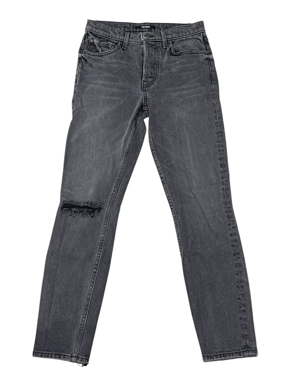 GRLFRND Karolina Jeans Black Denim Distressed Button Fly Women’s Sz 25